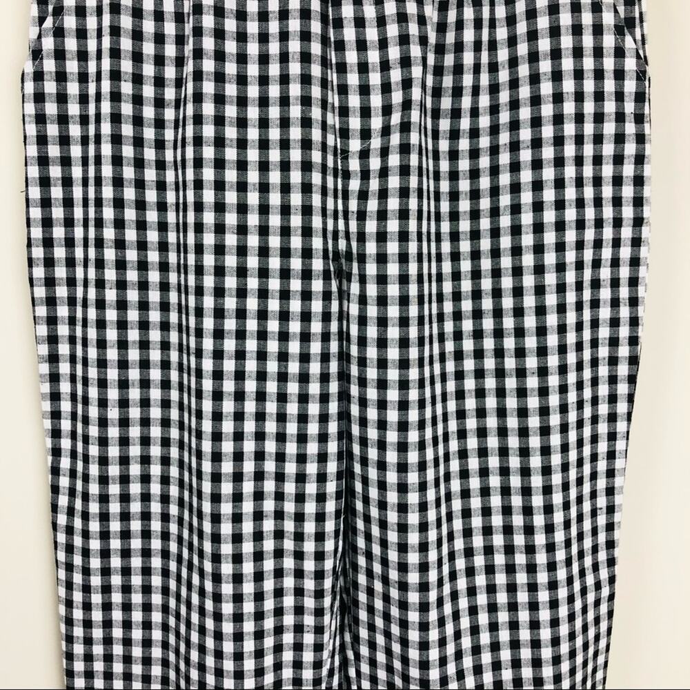 NWY Woman black white check gingham cottagecore cropped ruffle hem pants medium - Picture 5 of 6